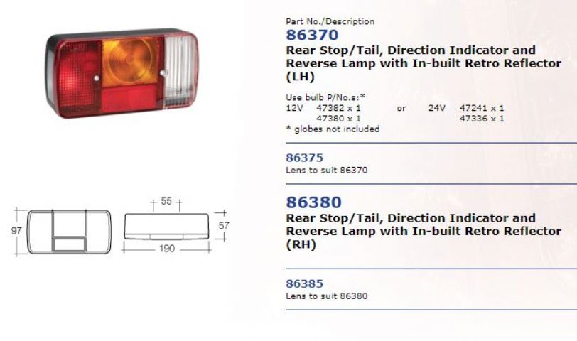 All Makes All Models All Series RH Tail Lamp
